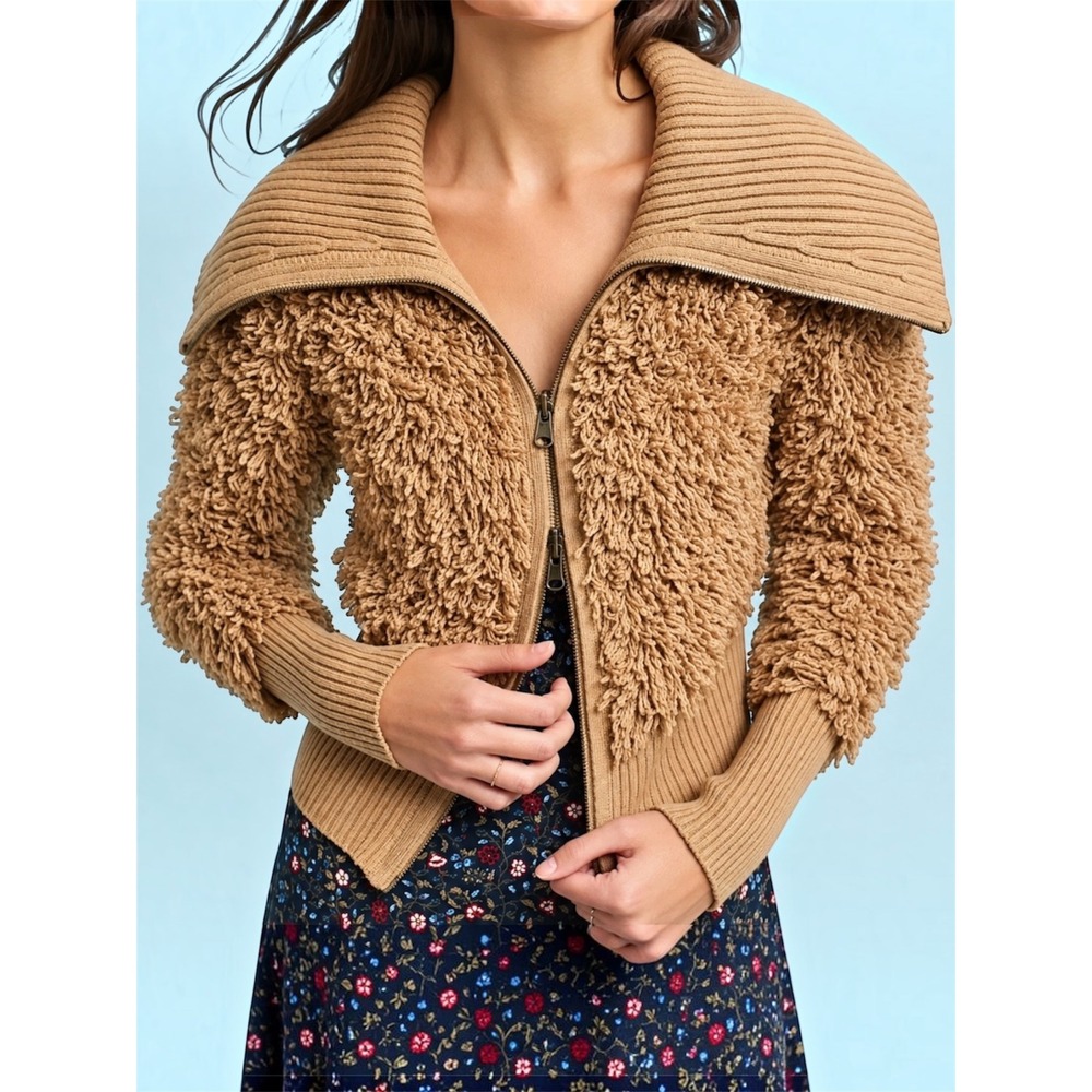 SLEEPING ON SNOW x ANTHROPOLOGIE Yvetta Textured Shag Bomber Jacket